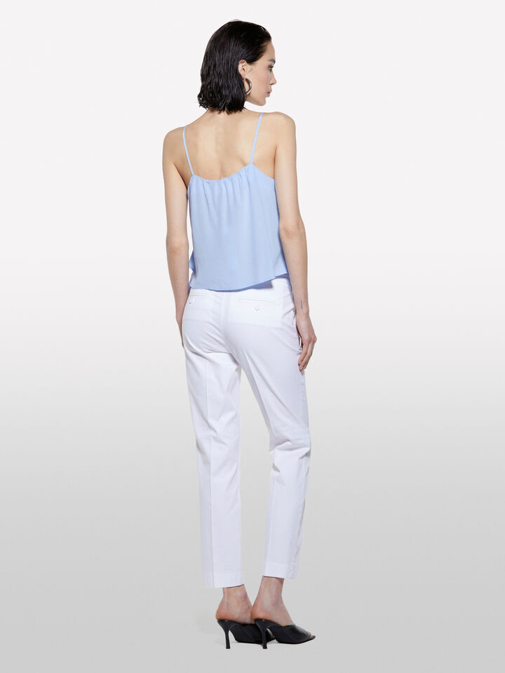 White regular fit chinos  - women's chino trousers - White | Sisley image number 3